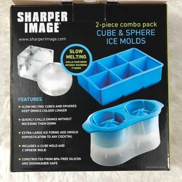 NWOT Sharper Image 2 PC XL Slow Melting Cube & Sphere Ice Molds Combo Pack - Picture 12 of 12